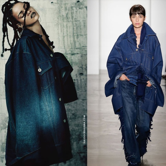 MATTHEW ADAMS DOLAN WHITE OVERSIZED DENIM JACKED DRESS WORN BY RIHANNA 90s STYLE - Picture 14 of 16